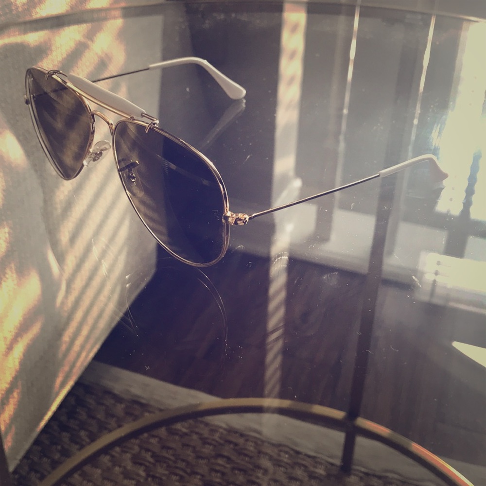 Ray Ban Outdoorsman II gold & white sunglasses